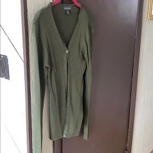 Olive colored button down cardigan